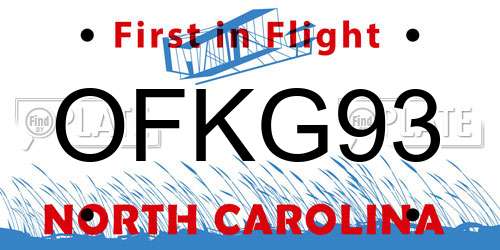 OFKG93 North Carolina License Plate