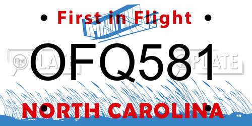 OFQ581 North Carolina License Plate