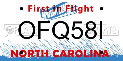OFQ58I North Carolina License Plate