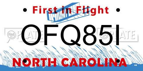 OFQ85I North Carolina License Plate