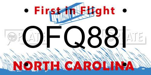 OFQ88I North Carolina License Plate