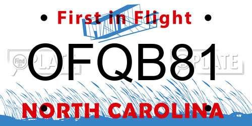 OFQB81 North Carolina License Plate