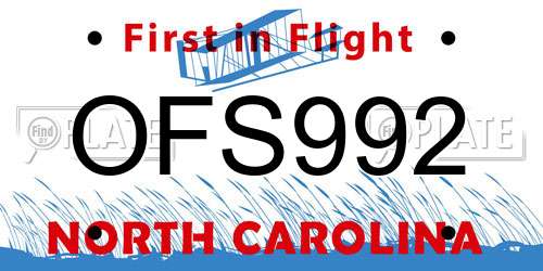 OFS992 North Carolina License Plate