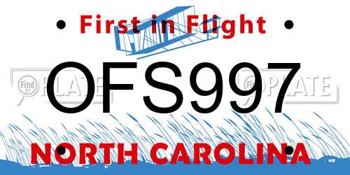 OFS997 North Carolina License Plate
