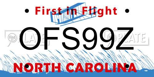 OFS99Z North Carolina License Plate