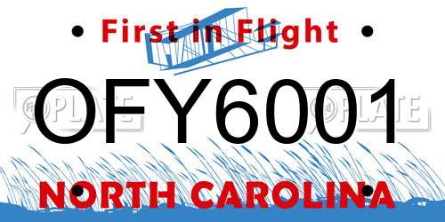 OFY6001 North Carolina License Plate