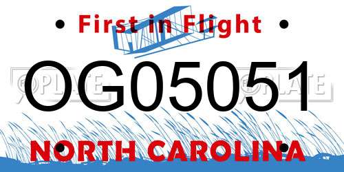 OG05051 North Carolina License Plate