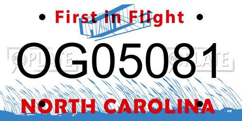 OG05081 North Carolina License Plate