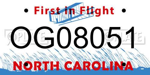 OG08051 North Carolina License Plate