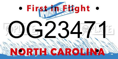 OG23471 North Carolina License Plate