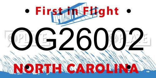 OG26002 North Carolina License Plate