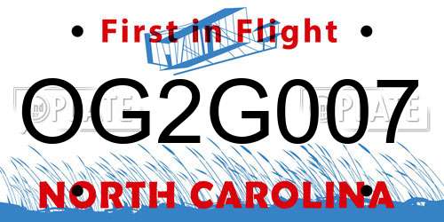 OG2G007 North Carolina License Plate