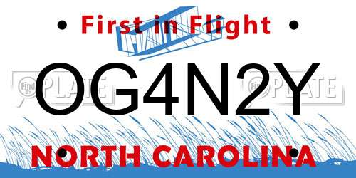 OG4N2Y North Carolina License Plate