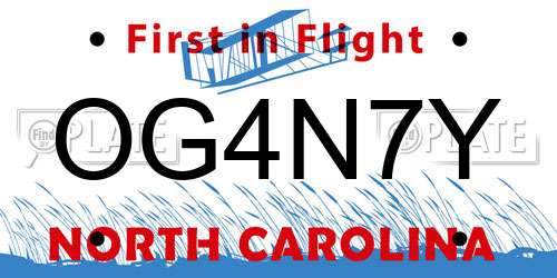OG4N7Y North Carolina License Plate