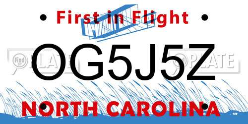 OG5J5Z North Carolina License Plate