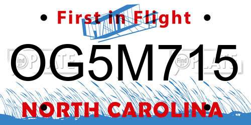 OG5M715 North Carolina License Plate