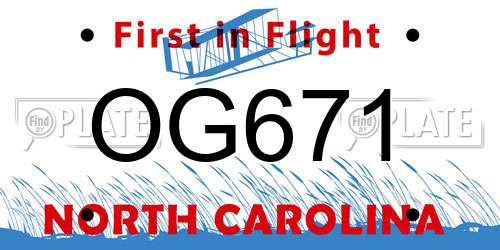 OG671 North Carolina License Plate