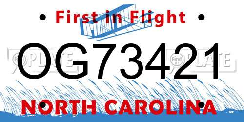 OG73421 North Carolina License Plate