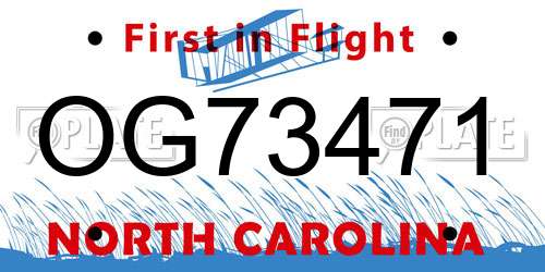 OG73471 North Carolina License Plate