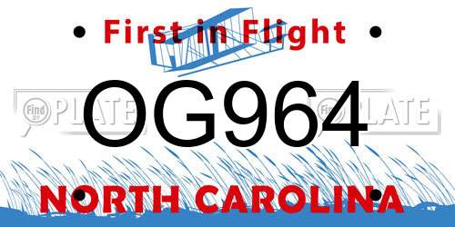 OG964 North Carolina License Plate