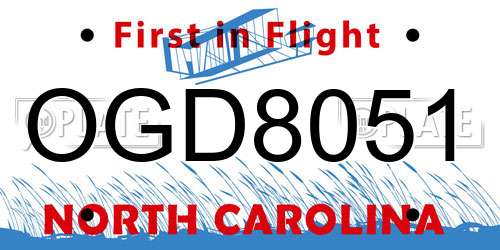 OGD8051 North Carolina License Plate