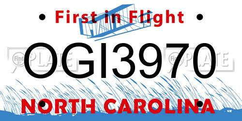 OGI3970 North Carolina License Plate