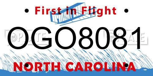 OGO8081 North Carolina License Plate