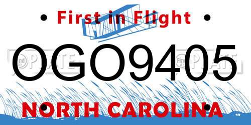 OGO9405 North Carolina License Plate
