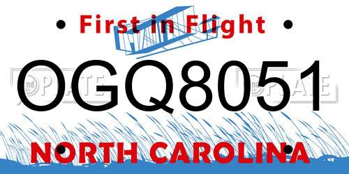 OGQ8051 North Carolina License Plate