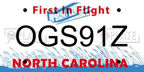 OGS91Z North Carolina License Plate