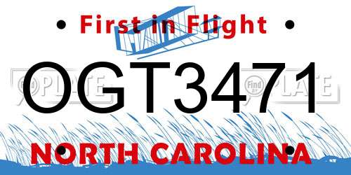 OGT3471 North Carolina License Plate