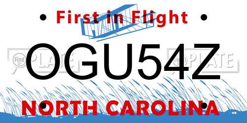 OGU54Z North Carolina License Plate