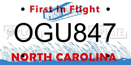 OGU847 North Carolina License Plate