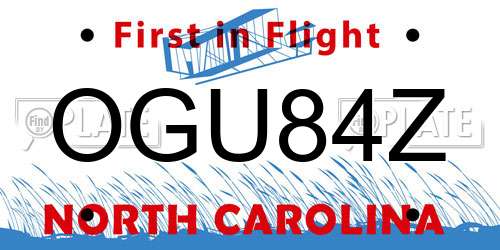 OGU84Z North Carolina License Plate