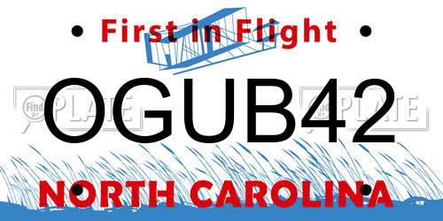 OGUB42 North Carolina License Plate