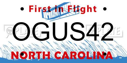 OGUS42 North Carolina License Plate