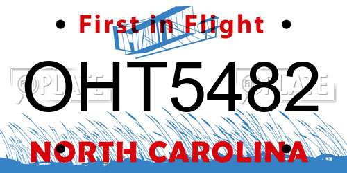 OHT5482 North Carolina License Plate