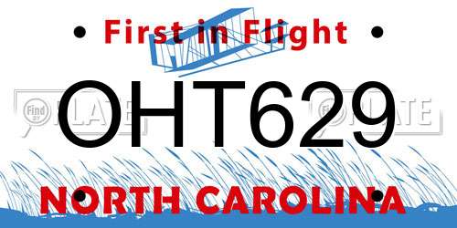OHT629 North Carolina License Plate