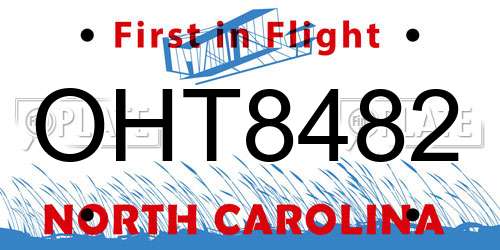 OHT8482 North Carolina License Plate