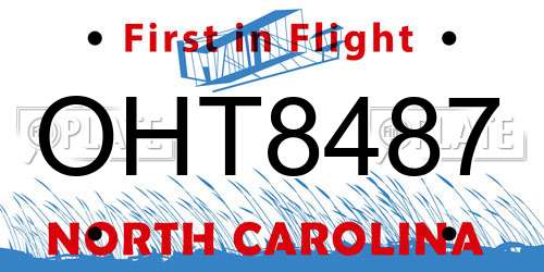 OHT8487 North Carolina License Plate