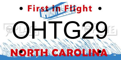 OHTG29 North Carolina License Plate
