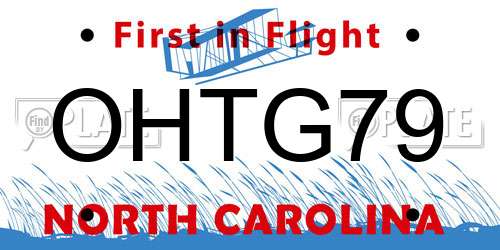 OHTG79 North Carolina License Plate