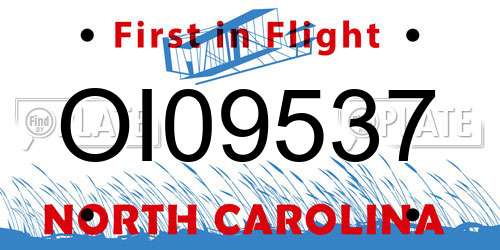 OI09537 North Carolina License Plate