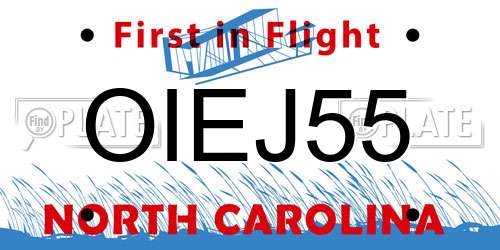 OIEJ55 North Carolina License Plate