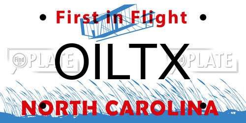OILTX North Carolina License Plate