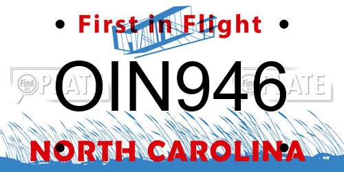 OIN946 North Carolina License Plate