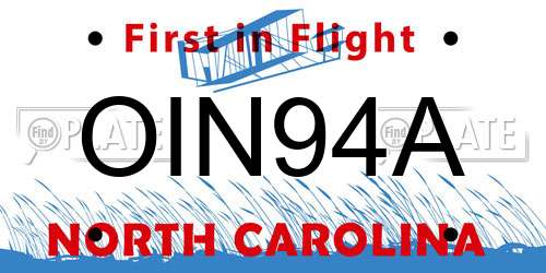 OIN94A North Carolina License Plate