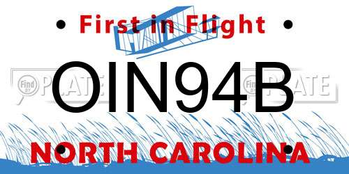 OIN94B North Carolina License Plate