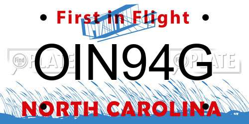 OIN94G North Carolina License Plate