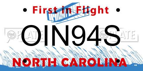 OIN94S North Carolina License Plate
